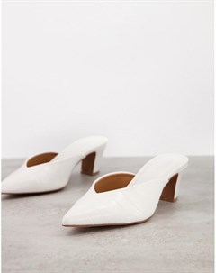 Белые мюли на среднем каблуке Siena Asos design