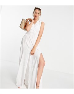 Белое пляжное платье макси из переработанных материалов со сборками Tall Asos design
