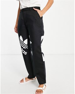 Черные классические брюки со вставками с логотипом трилистником x Dry Clean Only Adidas originals