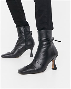 Черные кожаные ботинки на каблуке Ryder Asos design