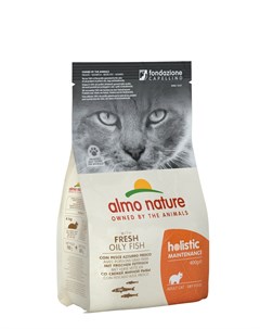 Корм для взрослых кошек с жирной рыбой и коричневым рисом 12 кг Almo nature