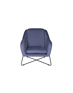 Кресло велюровое голубое черный металл голубой 80x75x87 см Garda decor