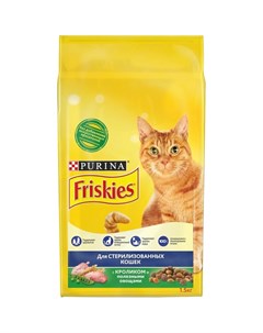 Сухой корм для взрослых стерилизованных кошек с кроликом и полезными овощами 1 5 кг Friskies