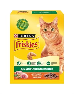 Сухой корм для взрослых кошек с курицей и полезными овощами 300 г Friskies