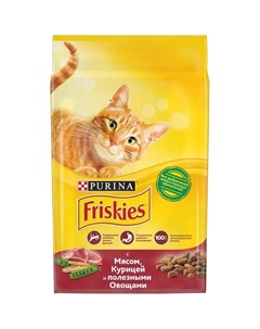 Сухой корм для взрослых кошек с мясом курицей и полезными овощами Friskies