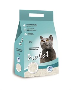 Наполнитель для кошачьего туалета Regular комкующийся экстра белой глины 6кг Pro cat