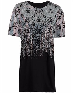 Платье футболка с монограммой и кристаллами Philipp plein