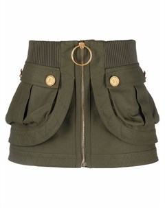 Джинсовая юбка мини с накладными карманами Balmain