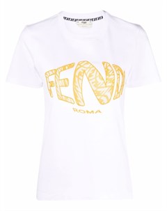 Футболка с короткими рукавами и вышитым логотипом Fendi