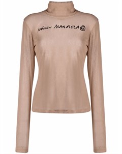 Топ с высоким воротником и логотипом Mm6 maison margiela