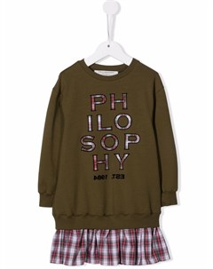 Платье свитер с круглым вырезом и логотипом Philosophy di lorenzo serafini kids
