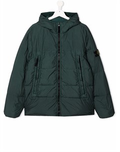 Пуховик с капюшоном и нашивкой Stone island junior