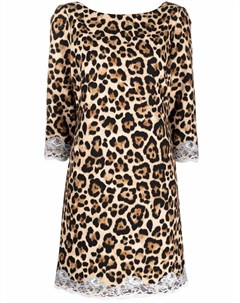 Платье трапеция с леопардовым принтом и кружевом Blumarine
