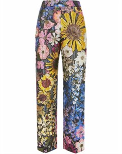 Прямые брюки из филькупе с цветочным узором Oscar de la renta