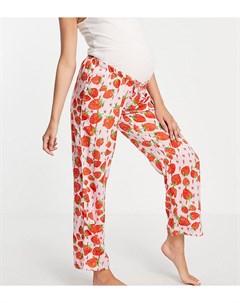 Пижамные брюки с принтом в виде молний и клубники розового цвета из модала ASOS DESIGN Maternity Выб Asos maternity