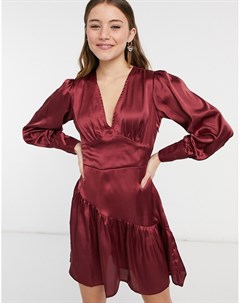 Бордовое атласное платье с запахом Violet romance