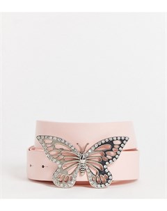 Розовый ремень на талию и бедра с пряжкой в виде бабочки Curve Asos design