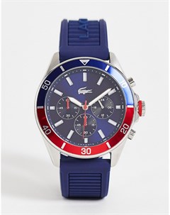 Темно синие мужские часы с хронографом на силиконовом ремешке Lacoste