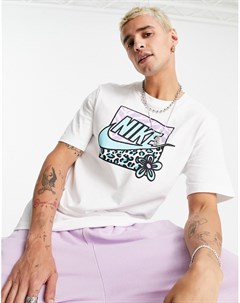 Белая футболка с логотипом с леопардовым принтом Nike