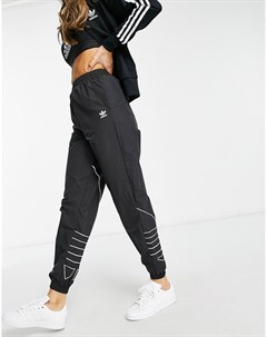 Черные джоггеры с манжетами и логотипом трилистником Adidas originals