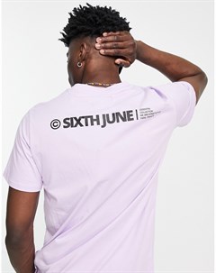 Сиреневая футболка с логотипом на спине от комплекта Sixth june