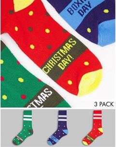 Набор из 3 спортивных носков с надписью Christmas day Asos design