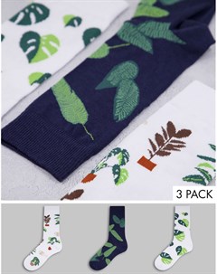 3 пары носков до щиколотки с рисунком растений Asos design