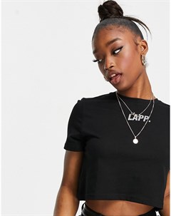 Черная укороченная футболка с принтом LAPP Lapp the brand