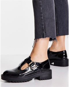 Черные лакированные туфли в стиле Мэри Джейн на плоской подошве Lani Schuh