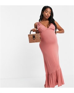 Розовое платье макси с завязками на спине Pieces maternity