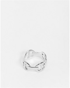 Серебристое кольцо с дизайном в виде сцепленных частей DesignB Designb london