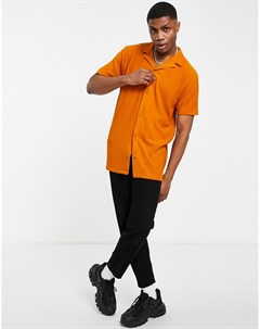 Оранжевая трикотажная футболка из плотного материала в рубчик свободного кроя Asos design