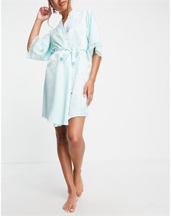 Атласный ночной халат мятного цвета Vero moda