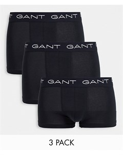 Набор из 3 пар черных боксеров брифов с логотипом на поясе Gant