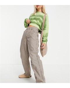 Коричневые свободные чиносы в клетку ASOS DESIGN Petite Asos petite