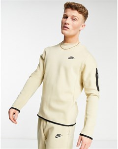 Флисовый свитшот песочного цвета с круглым вырезом Tech Fleece Nike