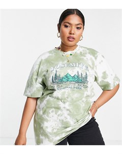 Зеленая футболка с принтом Yosemite в стиле тай дай Inspired Plus Reclaimed vintage