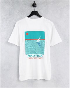 Белая футболка с принтом на спине Nautica competition