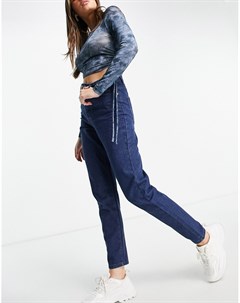 Темные выбеленные джинсы в винтажном стиле с завышенной талией I saw it first