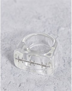 Прозрачное пластиковое кольцо с декором в виде колючей проволоки Asos design