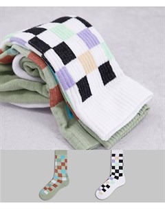Набор из 2 спортивных носков в клетку Asos design