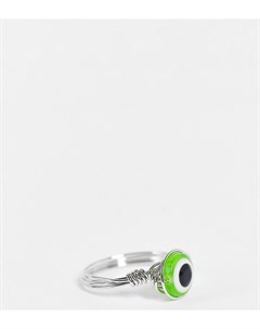 Серебристое кольцо имитация кольца из проволоки со вставкой в виде зеленого глаза ASOS DESIGN Curve Asos curve