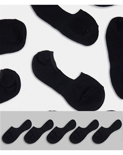 Набор из 5 пар черных невидимых носков с нескользящей лентой Asos design