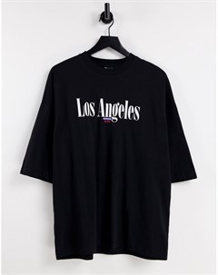 Черная oversized футболка с принтом Los Angeles Asos design