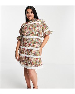Платье мини с контрастной кружевной отделкой и цветочным принтом Hope Ivy Made with Liberty Fabric Hope & ivy plus