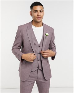 Приталенный пиджак винного цвета wedding Asos design