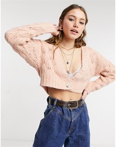 Укороченный кардиган персикового цвета со строчкой Topshop