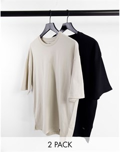 Набор из 2 oversized футболок черного и белого цвета Bershka