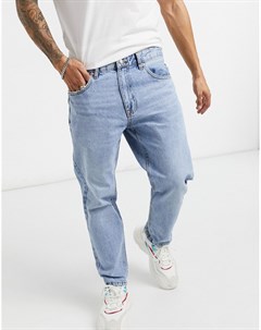 Голубые выбеленные джинсы прямого кроя в винтажном стиле Bershka
