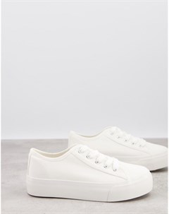 Белые парусиновые кроссовки на платформе New look